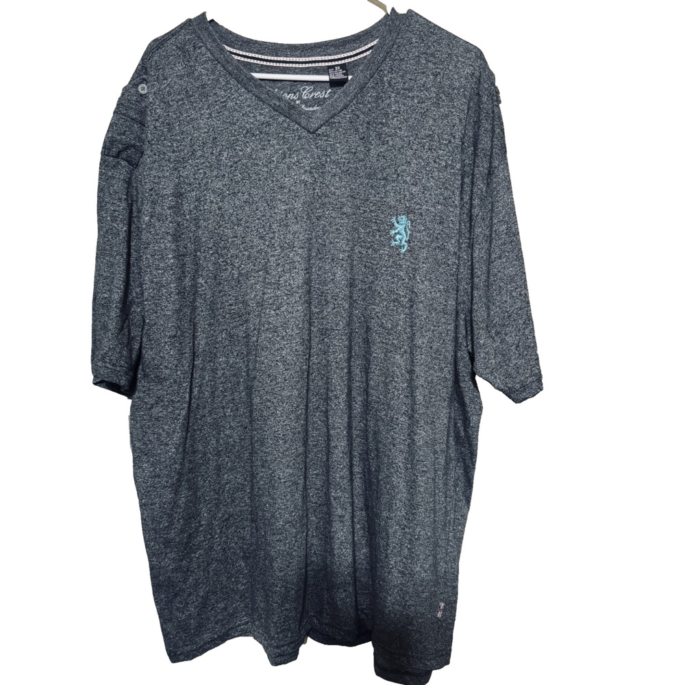 Lions Crest English Laundry Shirt Men's tshirt V-Neck 3XL Gray embroidered lion